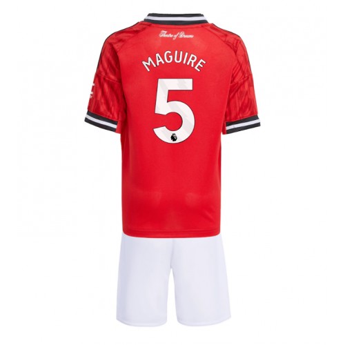Dětský fotbalový dres Manchester United Harry Maguire #5 2025-26 Domácí Krátký Rukáv (+ trenýrky)